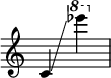 
{ \override Score.SpacingSpanner.strict-note-spacing = ##t \set Score.proportionalNotationDuration = #(ly:make-moment 1/8) \override Score.TimeSignature #'stencil = ##f \relative c' { \time 2/4 \ottava #0 c4 \glissando \ottava #1 es''' } }
