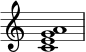  { \override Score.TimeSignature #'stencil = ##f \relative c' { \time 4/4 \set Score.tempoHideNote = ##t \tempo 1 = 20 <ceg a>1 } } 