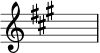 { \override Score.TimeSignature #'stencil = ##f \relative c' { \clef treble \key a \major s1 } }