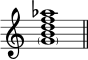 { \omit Score.TimeSignature \relative c'' { <\parenthesize gbdf aes>1 \bar "||" } } 