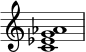 { \override Score.TimeSignature #'stencil = ##f \relative c' { \time 4/4 <c es g aes>1 } }