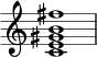  { \override Score.TimeSignature #'stencil = ##f \relative c' { \time 4/4 <ce gis b fis'>1 } } 