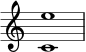 { \override Score.TimeSignature #'stencil = ##f \relative c' { \time 4/4 \set Score.tempoHideNote = ##t \tempo 1 = 20 <c e'>1 } }