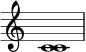 { \override Score.TimeSignature#'stencil = ##f \relative c' { \clef treble \time 4/4 \key c \major <c c>1 } }