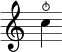 { \override Score.TimeSignature #'stencil = ##f \relative c'' { c4\snappizzicato } } 