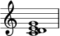  { \override Score.TimeSignature #'stencil = ##f \relative c' { \time 4/4 \set Score.tempoHideNote = ##t \tempo 1 = 20 <cde g>1 } } 