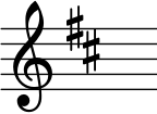 { \magnifyStaff #2 \omit Score.TimeSignature \key d \major s^"" }