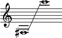 
    { \new Staff \with { \remove "Time_signature_engraver" } \clef treble \key c \major \cadenzaOn fis1 \glissando c'''1 }
  