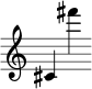 { \new Staff \with { \remove "Time_signature_engraver" } cis' fis''' }