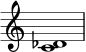 \relative c' { \omit Staff.TimeSignature <c des>1 }