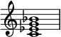 { \override Score.TimeSignature #'stencil = ##f \relative c' { \clef treble \time 4/4 <c es g bes>1 } }
