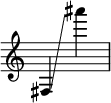 
{ \override Score.SpacingSpanner.strict-note-spacing = ##t \set Score.proportionalNotationDuration = #(ly:make-moment 1/8) \override Score.TimeSignature #'stencil = ##f \relative c { \time 2/4 \ottava #0 fis4 \glissando ais''' } }
