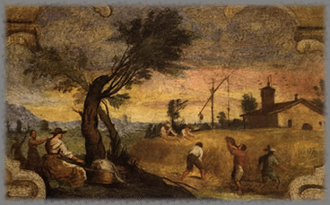 الحصاد (1615-1617، جدارية، نُقلت إلى قماش، 18 × 23.5 سم، بيناكوثيكا، تشينتو، إيطاليا). إحدى الجداريات التي أُنشئت (بمساعدة لورينزو جيناري) لكازا بانيني في تشينتو.