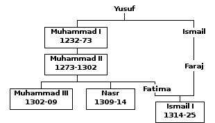 شجرة عائلة الأعضاء الأوائل لسلالة بني نصر