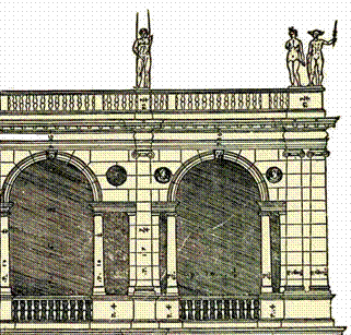 تفاصيل لوجيا العلوي مع اثنين من serliana (مأخوذة من I quattro libri dell'architettura)