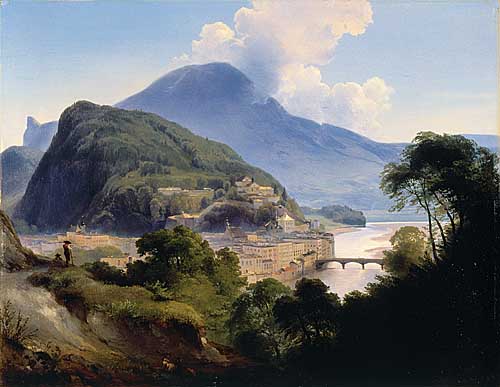 منظر لمدينة سالزبورغ مع جبل كابوزينربيرغ (1844)