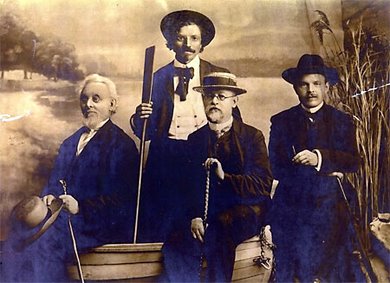 Mendele Mocher Sforim, Sholem Aleichem, Mordechai Ben Ami [fr; ru; uk; he], Hayim Bialik in Odessa, 1910