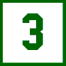 الرقم "3" داخل مربع، مكتوب باللون الأخضر
