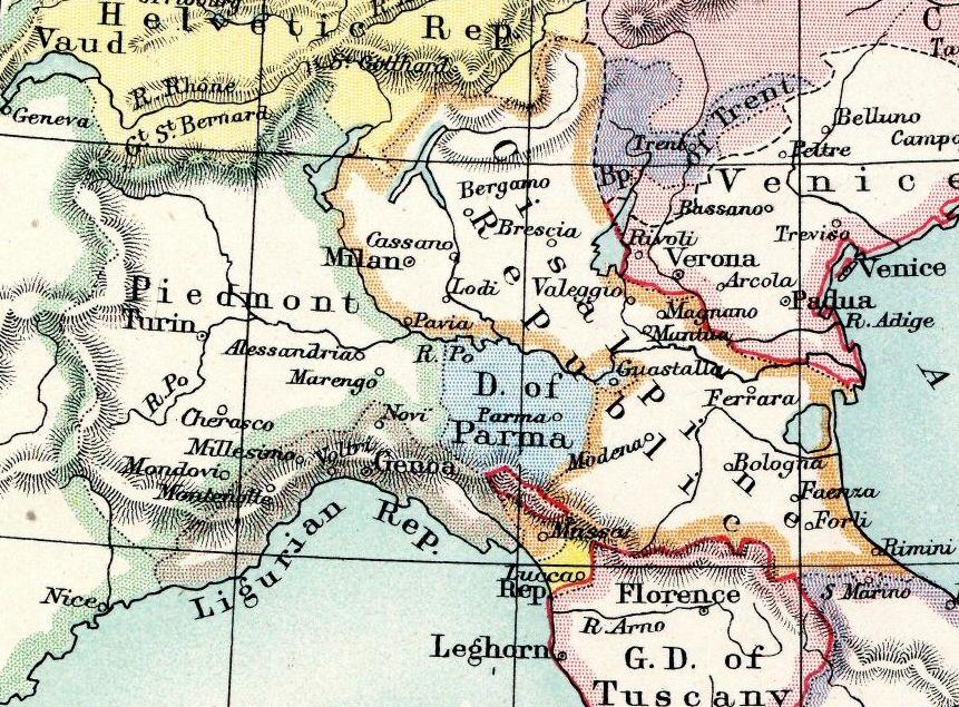 1799: جمهوريات شقيقة في شمال إيطاليا. جمهورية بيدمونت