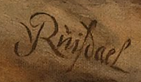 توقيع على لوحة مكتوب عليه J v Ruisdael