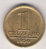 وجه عملة كروزيرو BRZ فئة 1 (1942-1967). سُكّت عام 1956.
