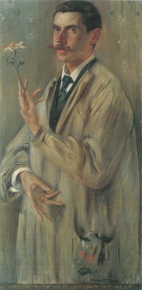 رسم لوفيس كورينث (1858-1925) بورتريه للرسام والفنان التشكيلي الألماني أوتو إيكمان (1865-1902)، رُسم عام 1897. → أسلوب الفن الحديث