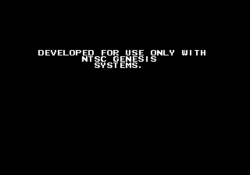 لقطة شاشة لشاشة خطأ مع الرسالة "تم تطويره للاستخدام فقط مع أنظمة NTSC GENESIS".