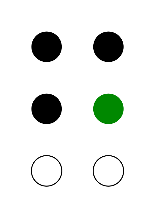 ⠛ (نقاط نمط برايل - 1245)