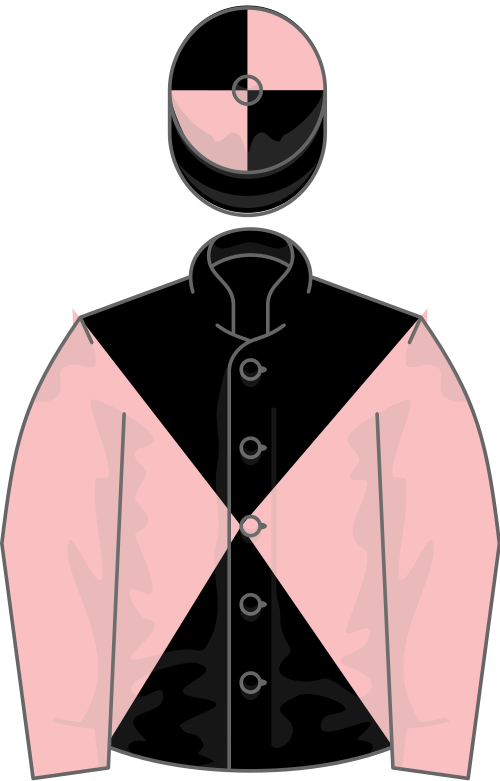 ديابولو أسود ووردي، أكمام وردية، قبعة مقسمة إلى أربعة أجزاء