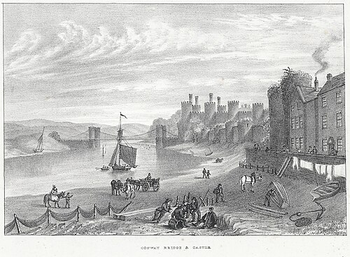 جسر وقلعة كونواي، حوالي عام 1850