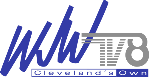 بخط أزرق، تظهر الأحرف "WJW" بجوار "TV8" مزخرفة باللون الرمادي. أسفلها مربعان؛ "Cleveland's" بنص أزرق على خلفية بيضاء، و"Own" بنص أبيض على خلفية زرقاء.