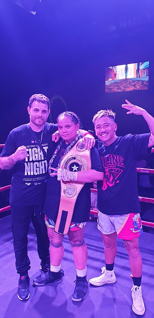 Alrie Meleisea winning the Pro Box NZ Women's New Zealand Heavyweight title in 2022