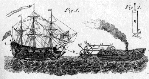 براءة اختراع إنجليزية لسفينة بخارية تعود لعام 1736.