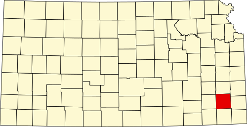 State map highlighting Neosho County