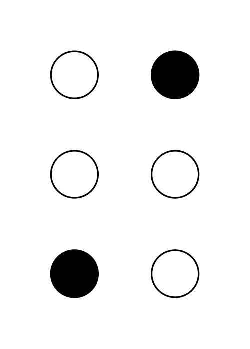 ⠌ (نقاط نمط برايل - 34)