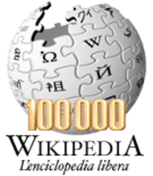100,000 مقالة على ويكيبيديا الإيطالية (2005)