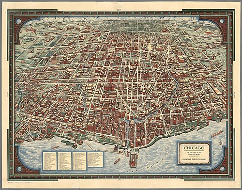 منظر جوي لمدينة شيكاغو عام 1938