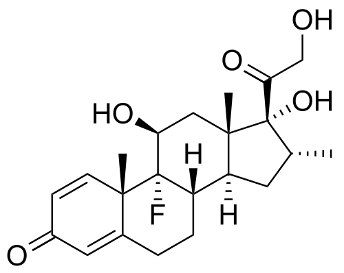 الصيغة البنائية الهيكلية للديكساميثازون، C22 H29 F O5