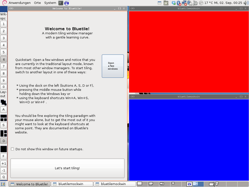 تم تصميم Bluetile للتكامل مع سطح مكتب GNOME