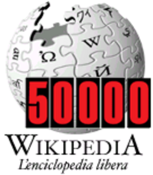 50,000 مقالة على ويكيبيديا الإيطالية (2005)