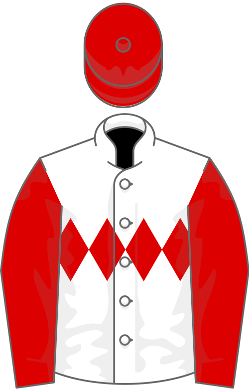 White, red triple diamond, sleeves and cap