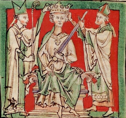 الملك آرثر في كتاب فلوريس هيستورياروم لماثيو باريس؛ 1306-1326.