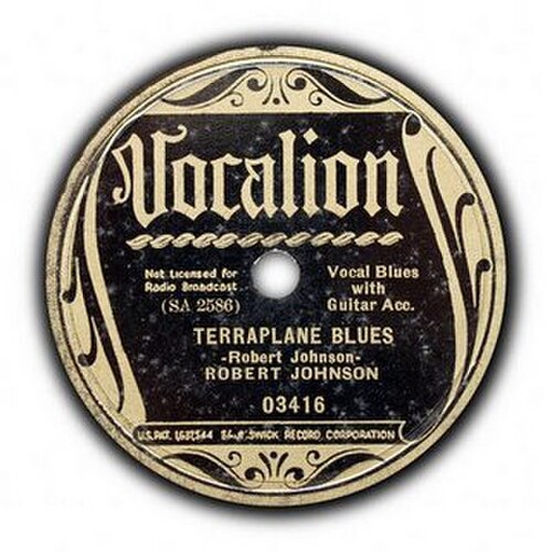صورة لملصق أغنية جونسون المنفردة "Terraplane Blues" الصادرة عن شركة Vocalion Records