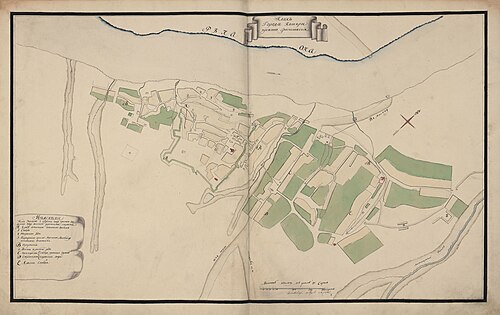 Map of the streets of Kashira 1780 (before redevelopment at the beginning of the 19th century).