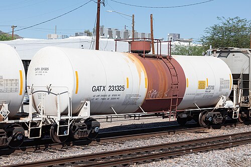عربة صهريج تابعة لشركة GATX في مدينة توسان بولاية أريزونا.