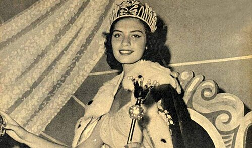تاج نجمة الكون، كما ارتدته ملكة جمال الكون لعام 1957، جلاديس زيندر
