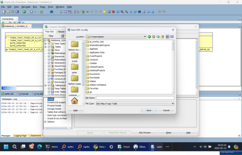 حفظ ملف DDL في Oracle SQL Developer