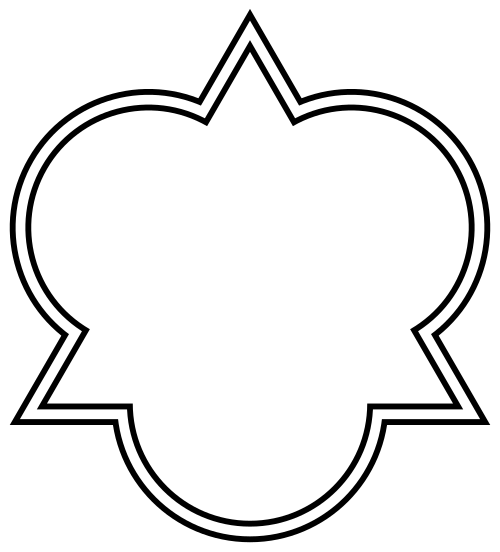 The outline of three interlocking circles with an equilateral triangle in the centre.