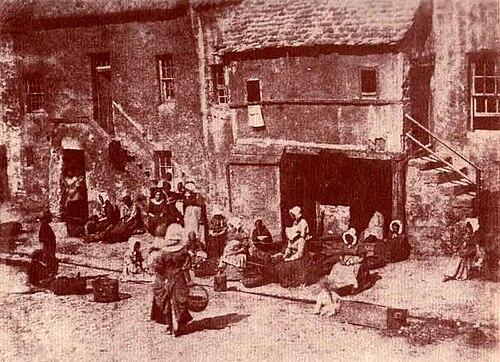 بائعات السمك في سانت أندروز يضعن الطعم على شباكهن، 1844