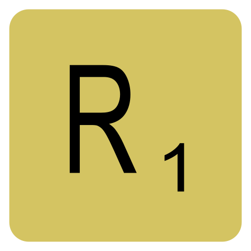 قطعة لعبة سكرابل لحرف "R"